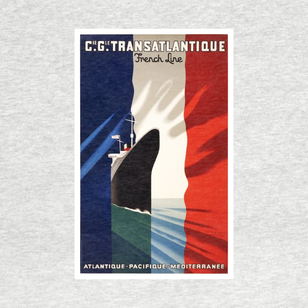 Vintage Travel Poster France Line Transatlantique by vintagetreasure